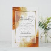 Budget Wedding Topaz Gold Abstracte marble Invitat (Staand voorkant)
