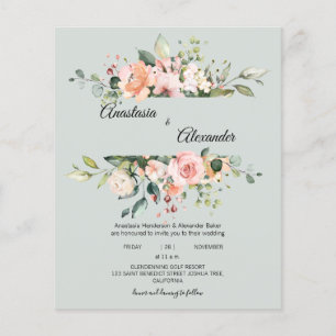 Budget-Wedding uitnodiging. Uitnodiging briefkaart Flyer