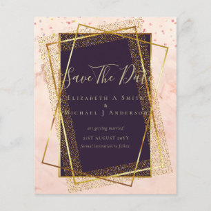 BUDGET WEDING INVITATIONS Gold Glitter Folie look Flyer