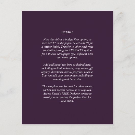 BUDGET weduwschap PLUM PAARS zwart-wit Eenvoudig Flyer (Achterkant)