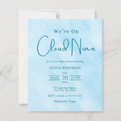 Budget We're On Cloud Nine Boy Baby shower Uitnodi (Voorkant)
