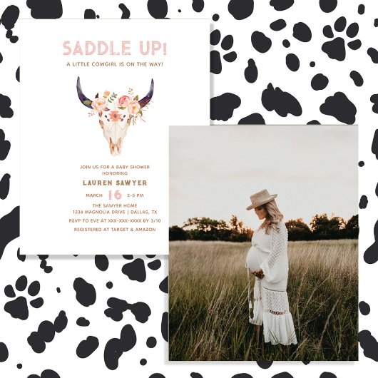 Budget Western Foto Meisje Baby shower Uitnodiging
