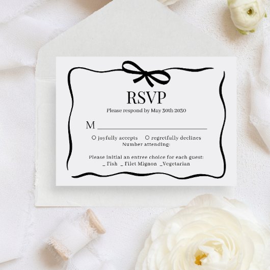 BUDGET Whimsical Black Bow Tie Wedding Menu Rsvp