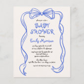 Budget Whimsical Quirky Blue Bow Boy Baby shower Flyer (Voorkant)