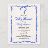 Budget Whimsical Quirky Blue Bow Boy Baby shower Flyer (Voorkant)