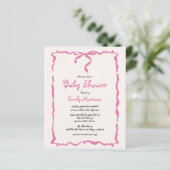 Budget Whimsical Quirky Blush Pink Bow Baby shower (Staand voorkant)