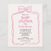 Budget Whimsical Quirky Blush Pink Bow Baby shower (Voorkant)