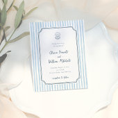 Budget Whimsical Retro Blue Stripes Wedding