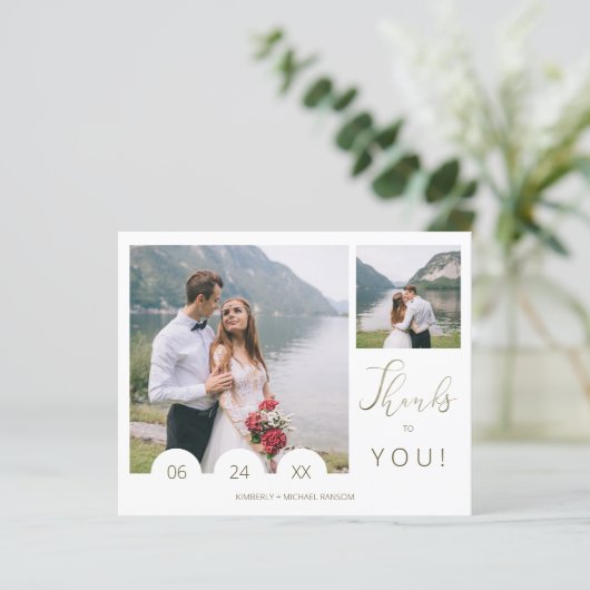 Budget Whimsical Typography Script 2 Photo Wedding (Staand voorkant)
