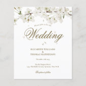 Budget White Blossom Wedding Invitation (Voorkant)