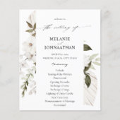 Budget White Boho Floral Wedding Programme (Voorkant)