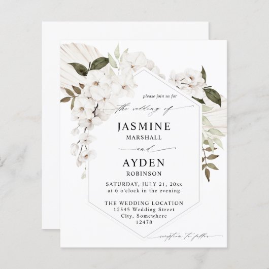 Budget White Boho Floral Wedding V2 LN (Voorkant / Achterkant)