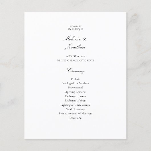 Budget White Elegant Wedding Ceremony Flyer (Voorkant)