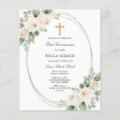 Budget White Floral Eerste Uitnodiging van de Geme (Voorkant)