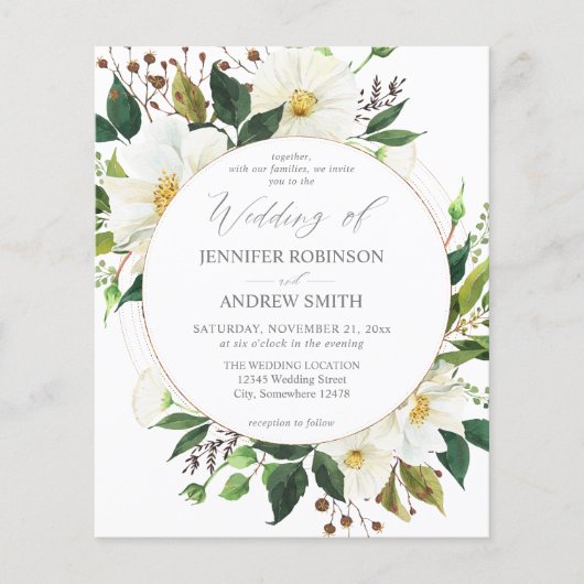 Budget White Floral & Greenery 1 Wedding Flyer (Voorkant)