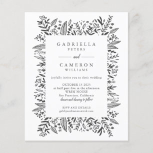Budget White Floral Line Art Wedding All-in-One