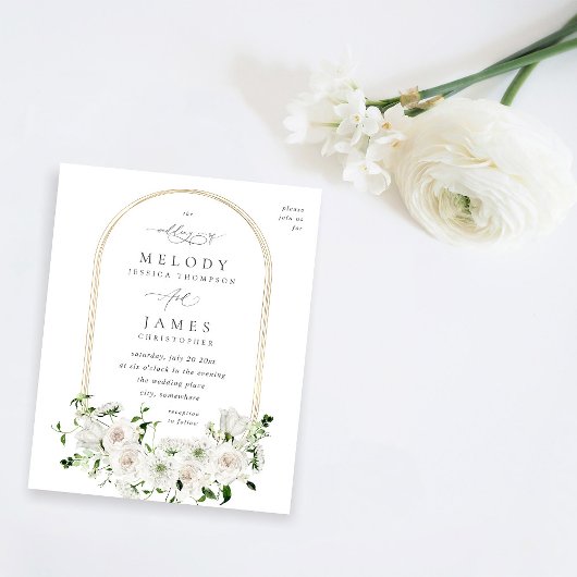 Budget White Floral Wedding 2 Flyer