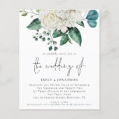 Budget White Florals Eucalyptus Weddenschap (Voorkant)