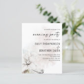 Budget White Florals Wedding Evening Party nodigt  (Staand voorkant)