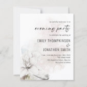 Budget White Florals Wedding Evening Party nodigt  (Voorkant)