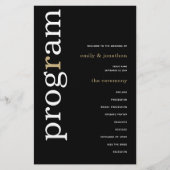 BUDGET White Gold Texte Black Wedding Programme (Devant)