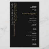 BUDGET White Gold Texte Black Wedding Programme (Dos)