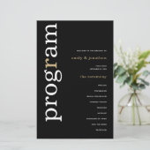 BUDGET White Gold Texte Black Wedding Programme (Debout devant)