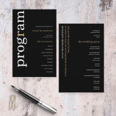 BUDGET White Gold Texte Black Wedding Programme