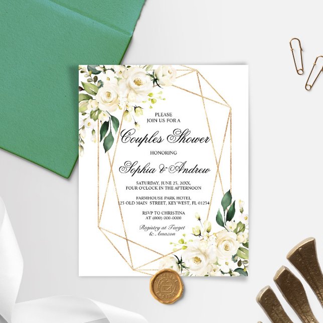 Budget White & Green Couples Shower Invitation (Creator heeft geüpload)