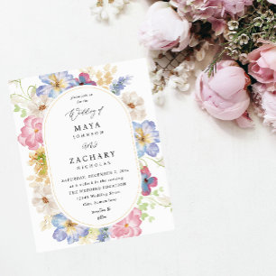 Budget White Pink & Paars Floral Wedding Flyer