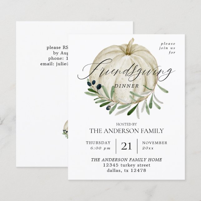 Budget White Pumpkin Friendsgiving (Voorkant / Achterkant)