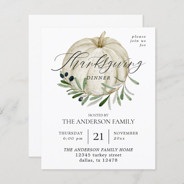 Budget White Pumpkin-Thanksgiving (Voorkant / Achterkant)