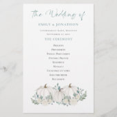 Budget White Pumpkins Florals Wedding Programme (Voorkant)