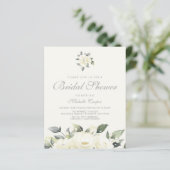 Budget White Rose Floral Bridal Shower Invitation (Staand voorkant)