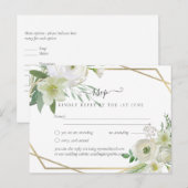 BUDGET White Rose Greenery Gold Wedding Briefkaart (Voorkant / Achterkant)