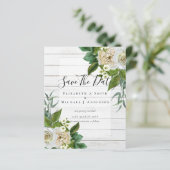 BUDGET WHITE ROSEERT UITNODIGINGEN WEDDING CHIC (Staand voorkant)
