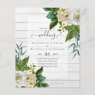 BUDGET WHITE ROSEERT UITNODIGINGEN WEDDING CHIC FLYER