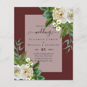 BUDGET WHITE ROSEERT UITNODIGINGEN WEDDING CHIC FLYER