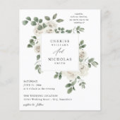 Budget White Soft Floral & Eucalyptus Weddenschap (Voorkant)