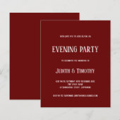 Budget White Text Burgundy Evening Party nodigt ui (Voorkant / Achterkant)