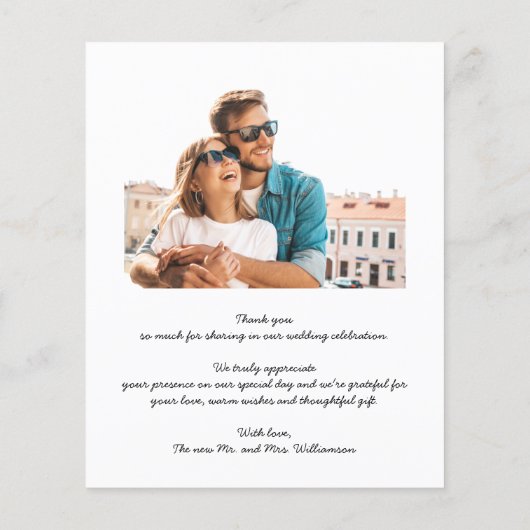 Budget White Text Weddenschap Foto Dank u Opmerkin Flyer (Achterkant)