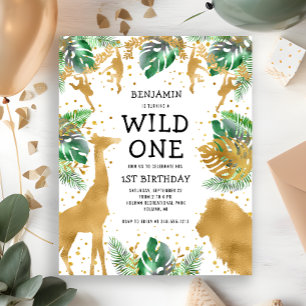 Budget Wild One Eerste Verjaardags Safari Uitnodig