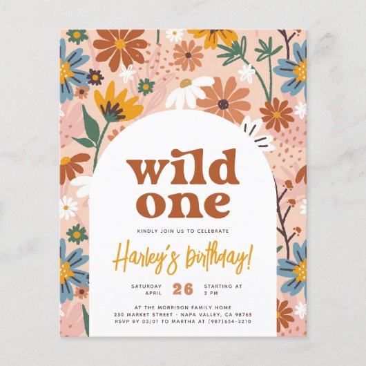 Budget Wild One Retro Boho 1e Verjaardagsfeest (Voorkant)