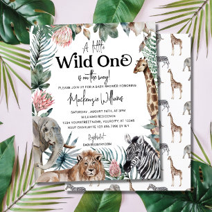 Budget Wild One Safari Animals Baby shower nodigt 