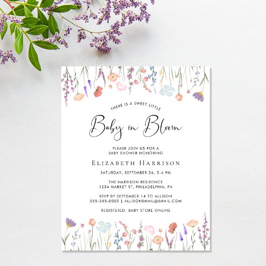 Budget Wilde Baby in Bloom Shower Invitation