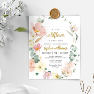 Budget Wilde Bloem Baby Shower Uitnodiging