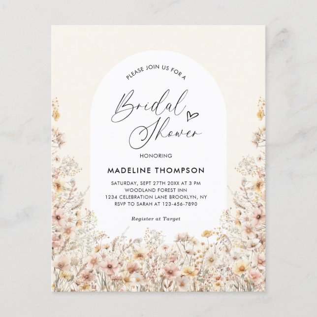 BUDGET Wildflower Arch Hart Script Vrijgezellenfee (Voorkant)