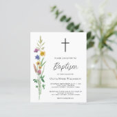 Budget Wildflower Baptism Uitnodiging (Staand voorkant)