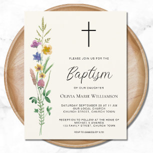 Budget Wildflower Baptism Uitnodiging