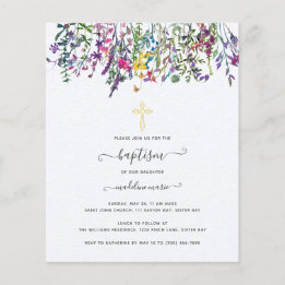 BUDGET Wildflower Baptisme uitnodiging